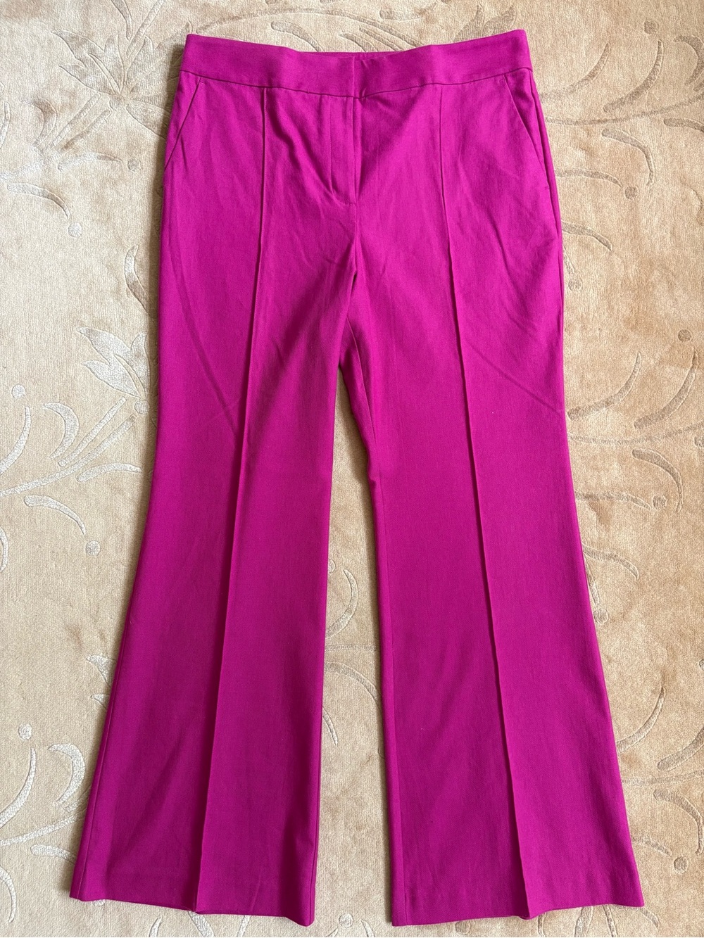 NWT LOFT Flare, Boot-Cut Pants, Pintuck Front, Cotton Linen, Pink, SZ 14, 32” IS - Picture 7 of 11